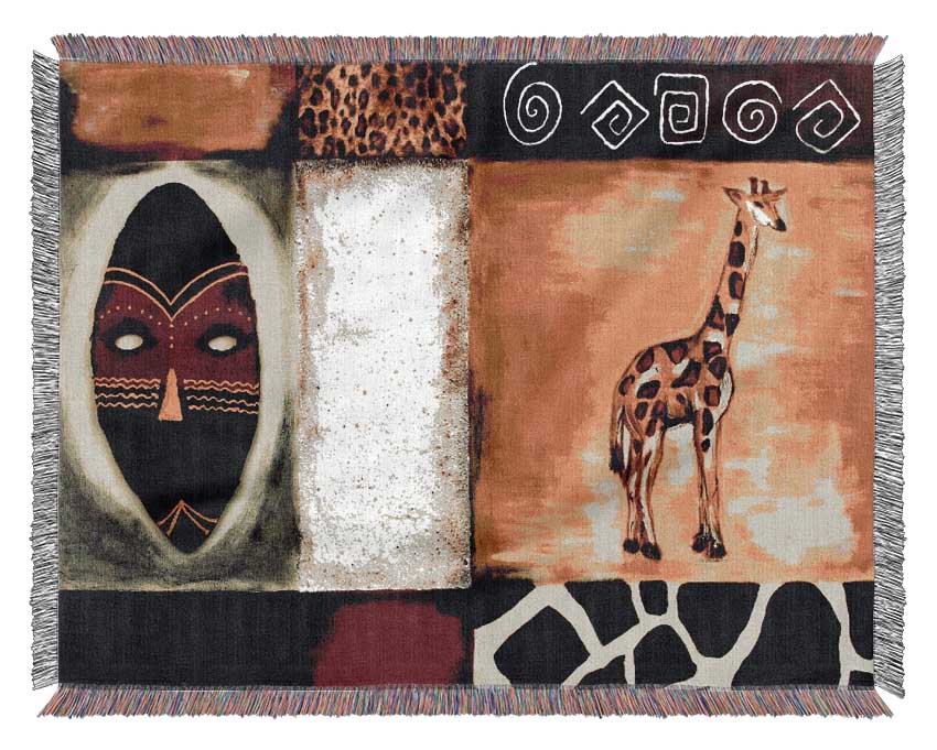 Luxurious African Tribal Art throw blanket made from 100% cotton, featuring intricate patterns and a breathable thermal weave.