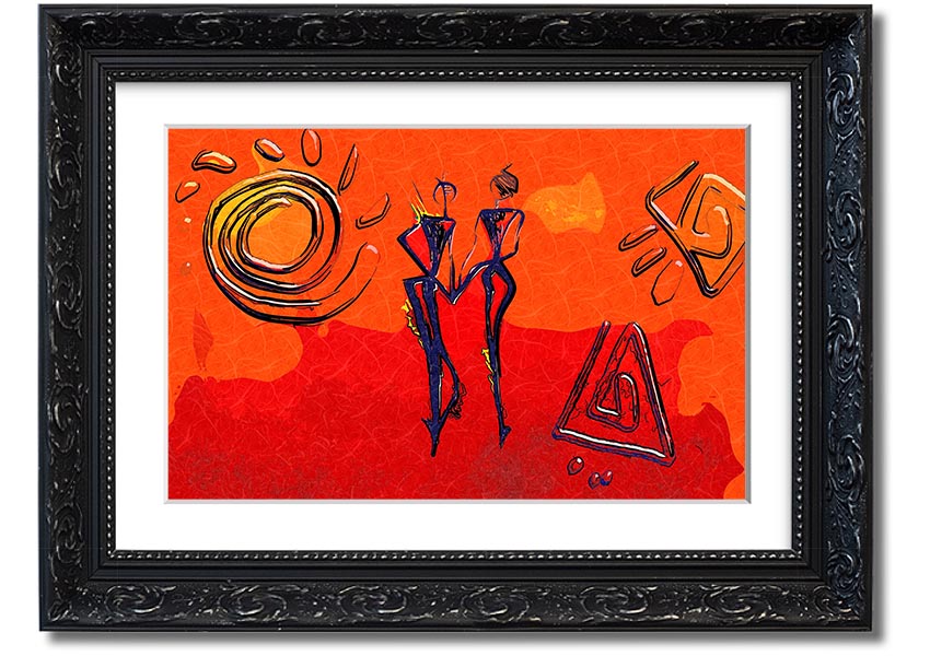 Framed print of African Tribal Art 8 showcasing intricate designs and vibrant colors, ready to hang.