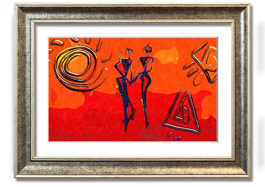 Framed print of African Tribal Art 8 showcasing intricate designs and vibrant colors, ready to hang.