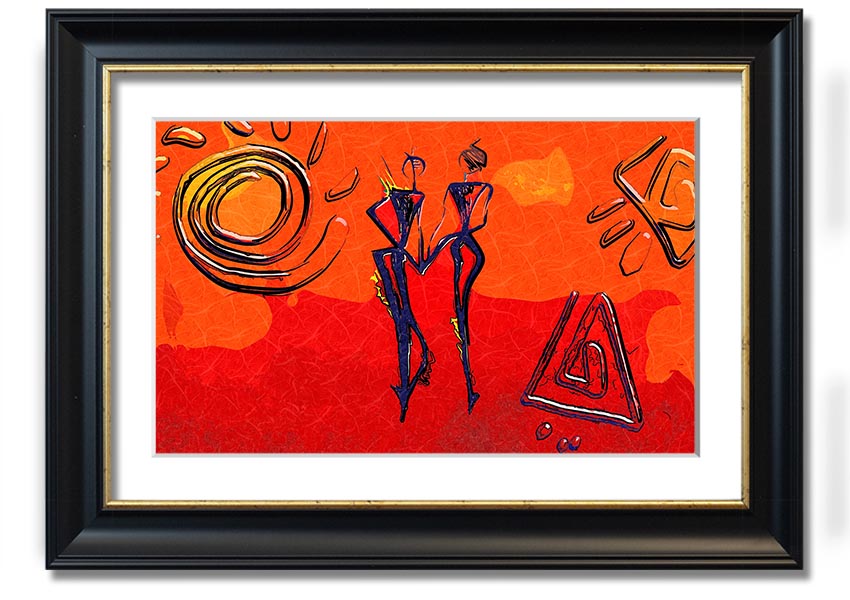 Framed print of African Tribal Art 8 showcasing intricate designs and vibrant colors, ready to hang.