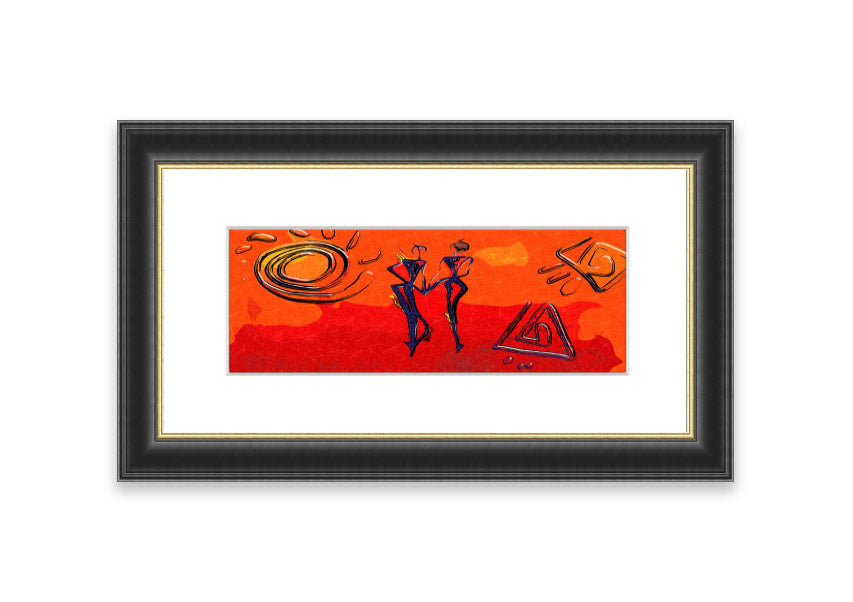 Framed print of African Tribal Art 8 featuring vibrant colors and intricate designs, ready to hang.