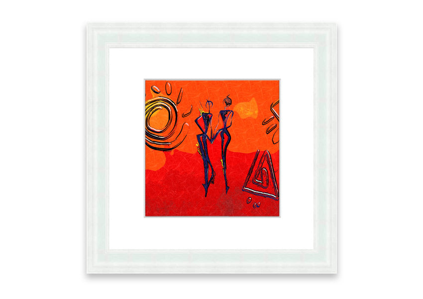 Framed print of African Tribal Art 8 featuring vibrant colors and intricate designs, ready to hang.