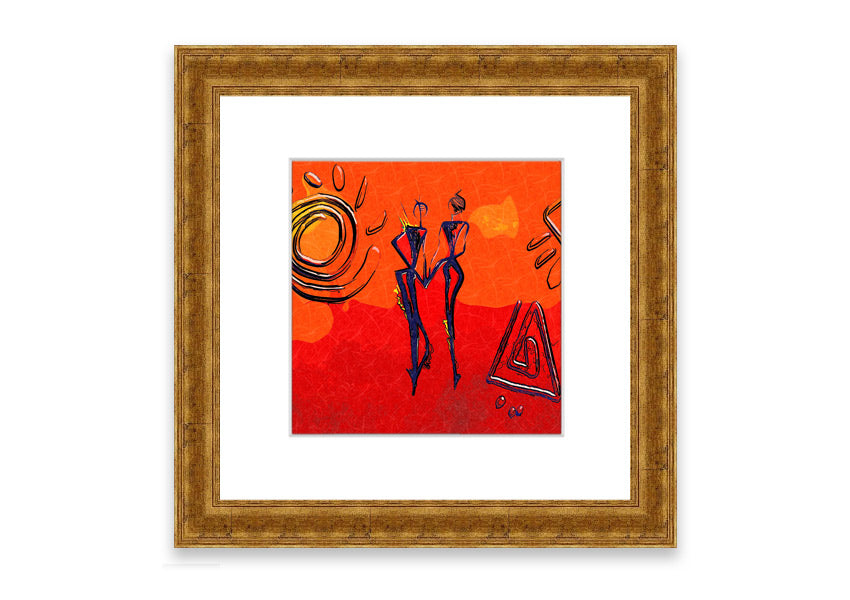 Framed print of African Tribal Art 8 featuring vibrant colors and intricate designs, ready to hang.