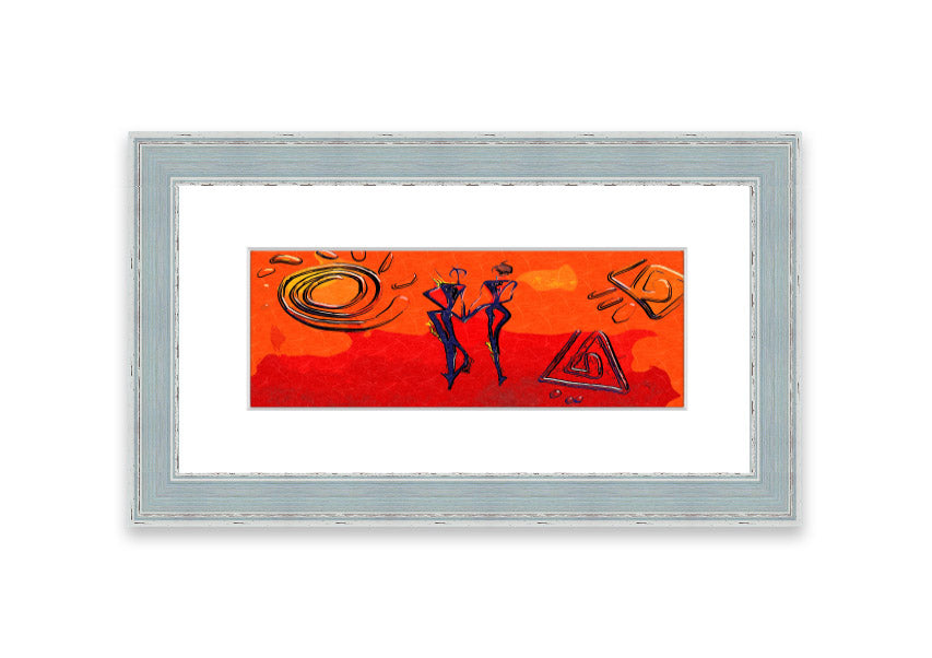 Framed print of African Tribal Art 8 featuring vibrant colors and intricate designs, ready to hang.