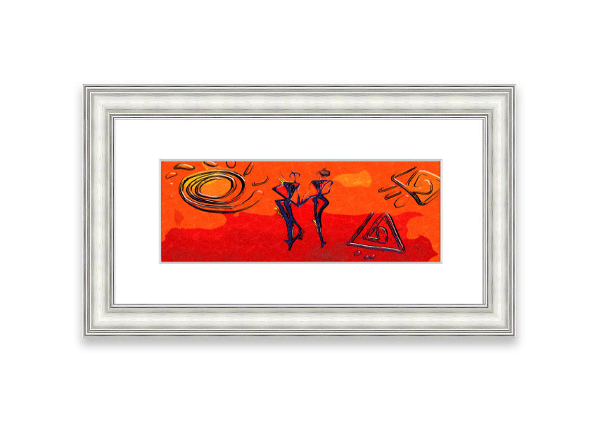 Framed print of African Tribal Art 8 featuring vibrant colors and intricate designs, ready to hang.