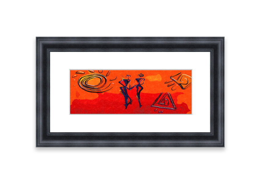 Framed print of African Tribal Art 8 featuring vibrant colors and intricate designs, ready to hang.