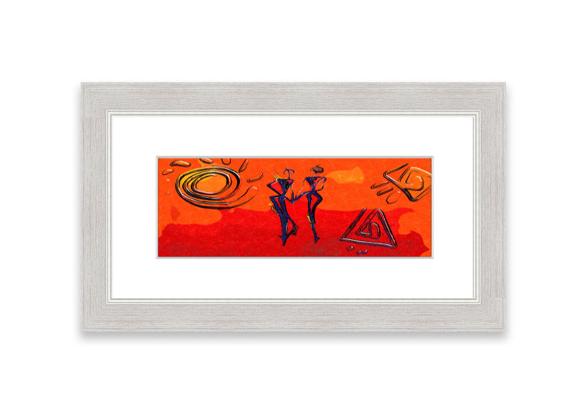 Framed print of African Tribal Art 8 featuring vibrant colors and intricate designs, ready to hang.