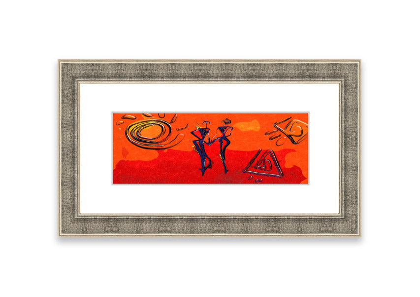 Framed print of African Tribal Art 8 featuring vibrant colors and intricate designs, ready to hang.