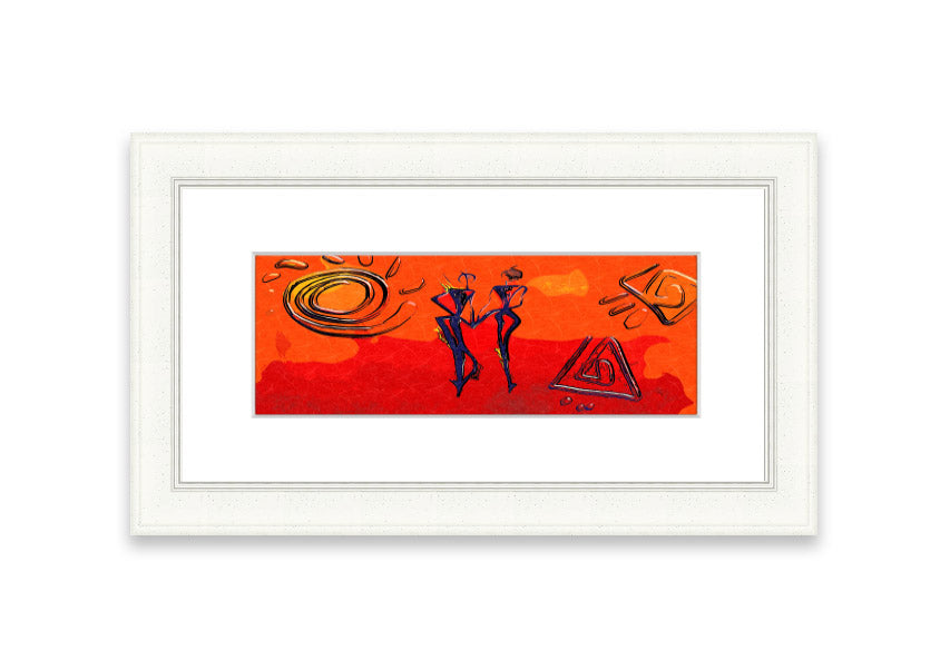 Framed print of African Tribal Art 8 featuring vibrant colors and intricate designs, ready to hang.