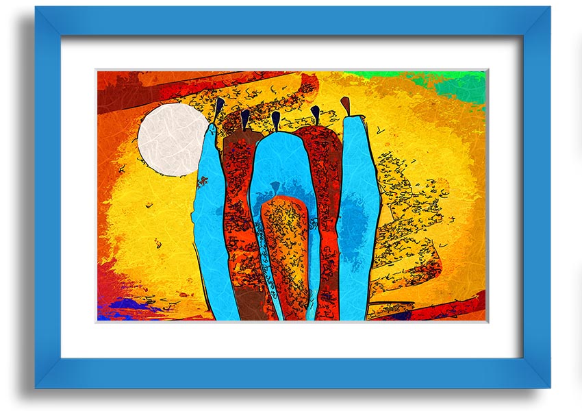 Framed print of African Tribal Art 9 featuring intricate tribal designs, available in various frame colors, ready to hang.