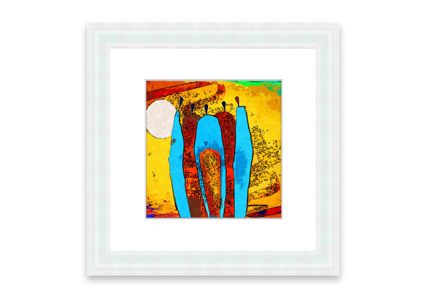 Framed print of African Tribal Art 9 featuring vibrant colors and intricate patterns, ready to hang.