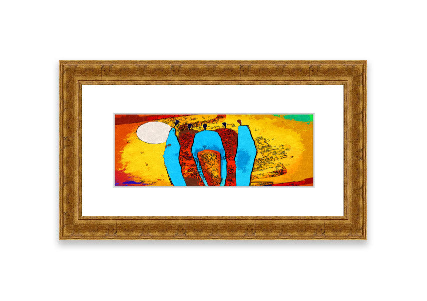 Framed print of African Tribal Art 9 featuring vibrant colors and intricate patterns, ready to hang.