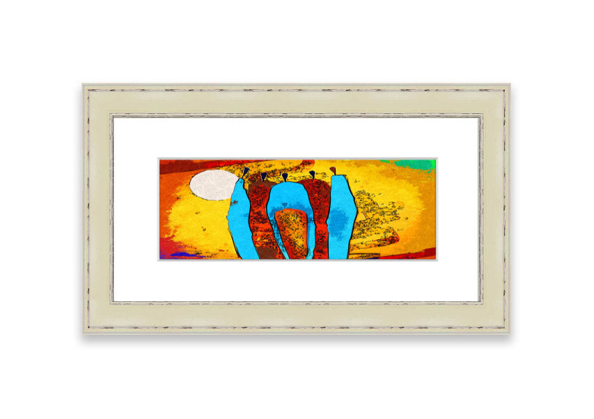 Framed print of African Tribal Art 9 featuring vibrant colors and intricate patterns, ready to hang.