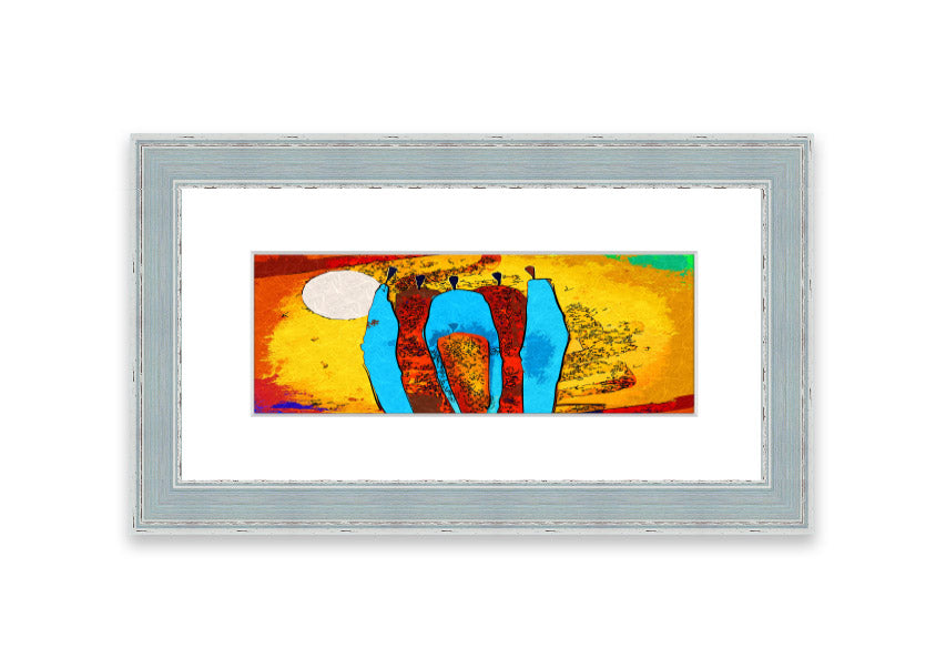 Framed print of African Tribal Art 9 featuring vibrant colors and intricate patterns, ready to hang.