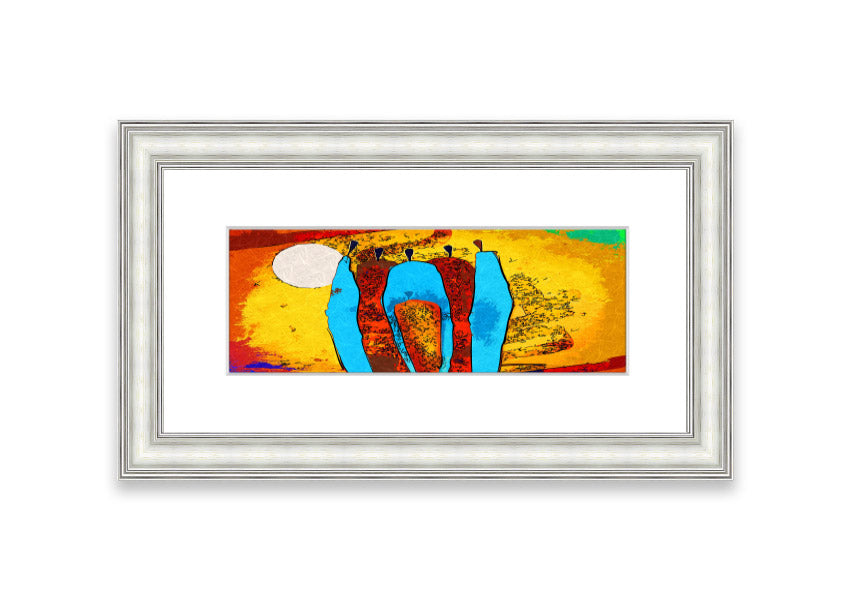 Framed print of African Tribal Art 9 featuring vibrant colors and intricate patterns, ready to hang.