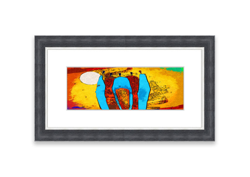 Framed print of African Tribal Art 9 featuring vibrant colors and intricate patterns, ready to hang.