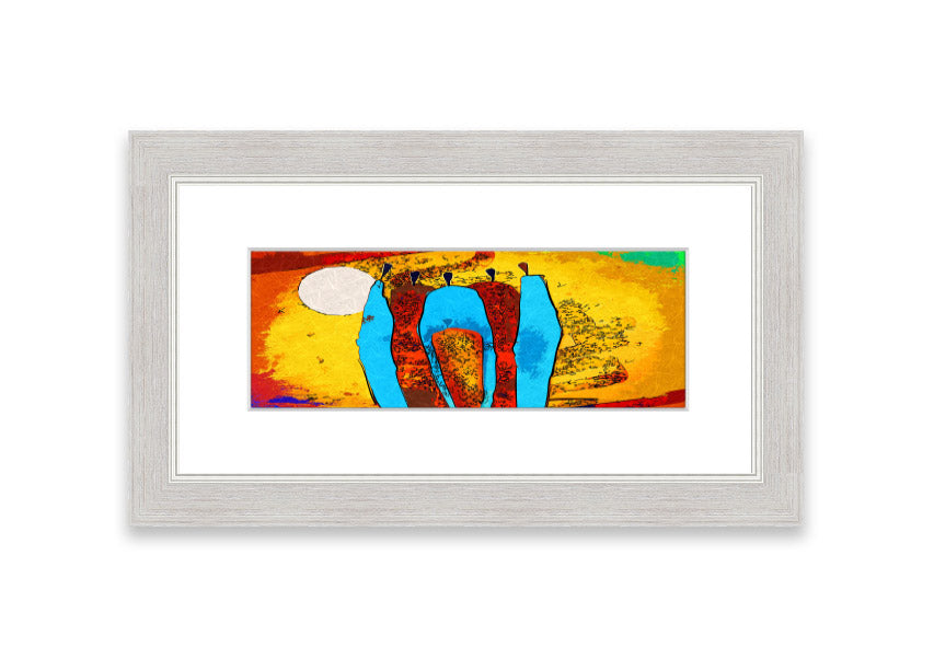 Framed print of African Tribal Art 9 featuring vibrant colors and intricate patterns, ready to hang.