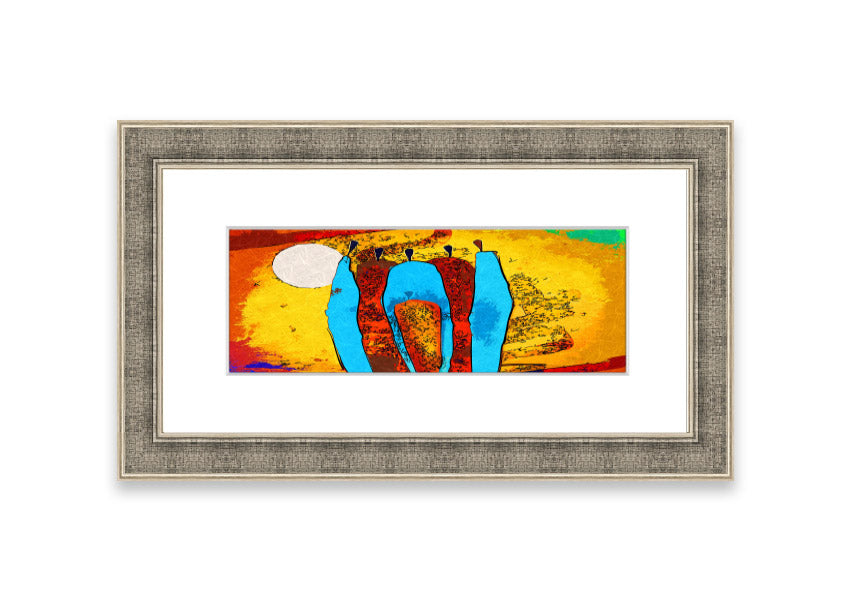 Framed print of African Tribal Art 9 featuring vibrant colors and intricate patterns, ready to hang.