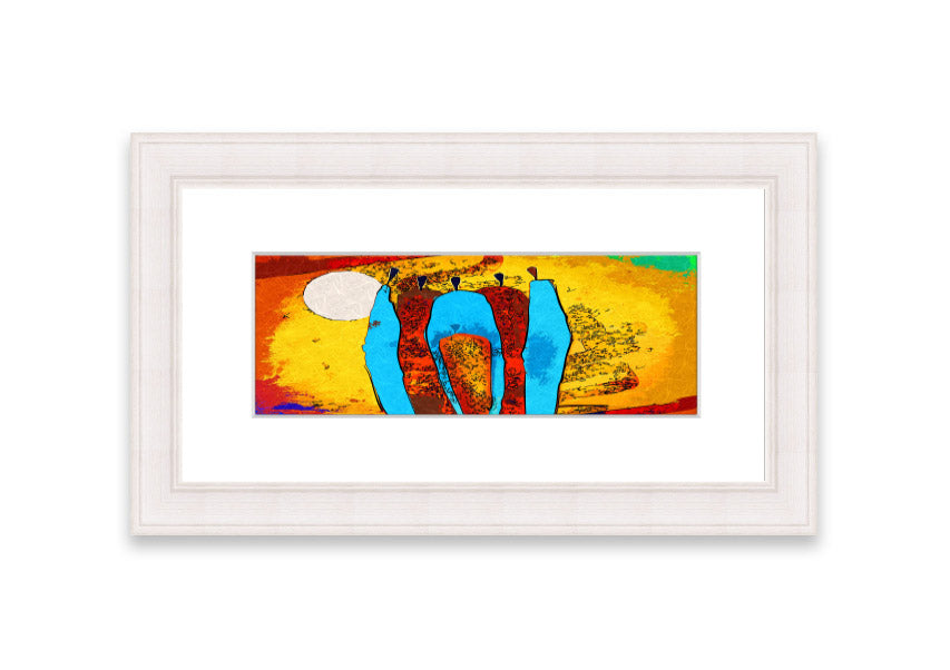 Framed print of African Tribal Art 9 featuring vibrant colors and intricate patterns, ready to hang.