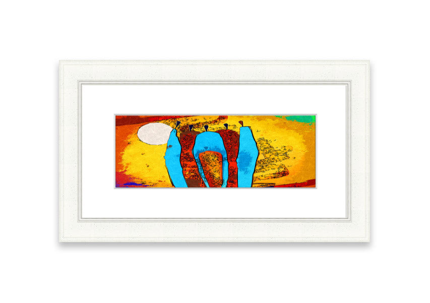 Framed print of African Tribal Art 9 featuring vibrant colors and intricate patterns, ready to hang.