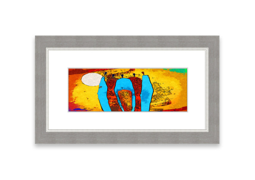 Framed print of African Tribal Art 9 featuring vibrant colors and intricate patterns, ready to hang.