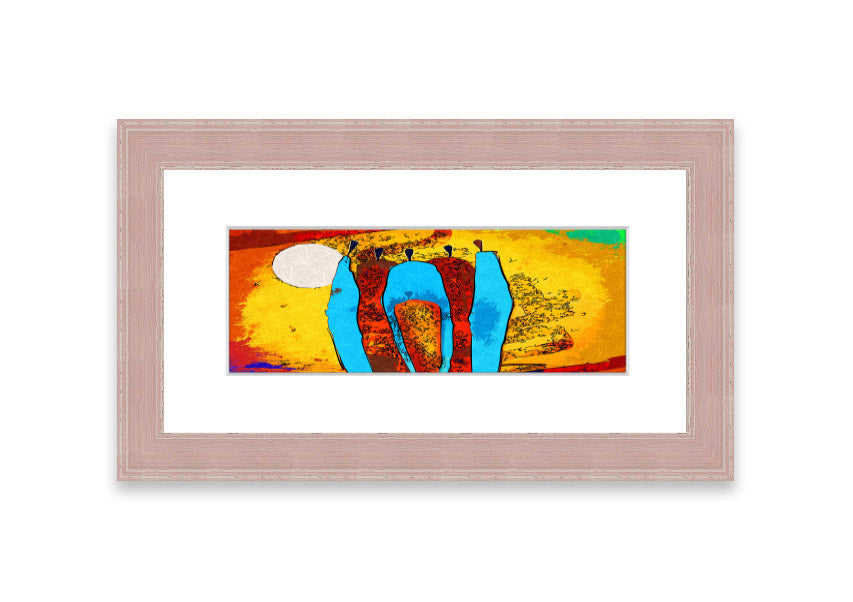 Framed print of African Tribal Art 9 featuring vibrant colors and intricate patterns, ready to hang.