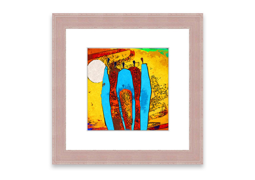 Framed print of African Tribal Art 9 featuring vibrant colors and intricate patterns, ready to hang.