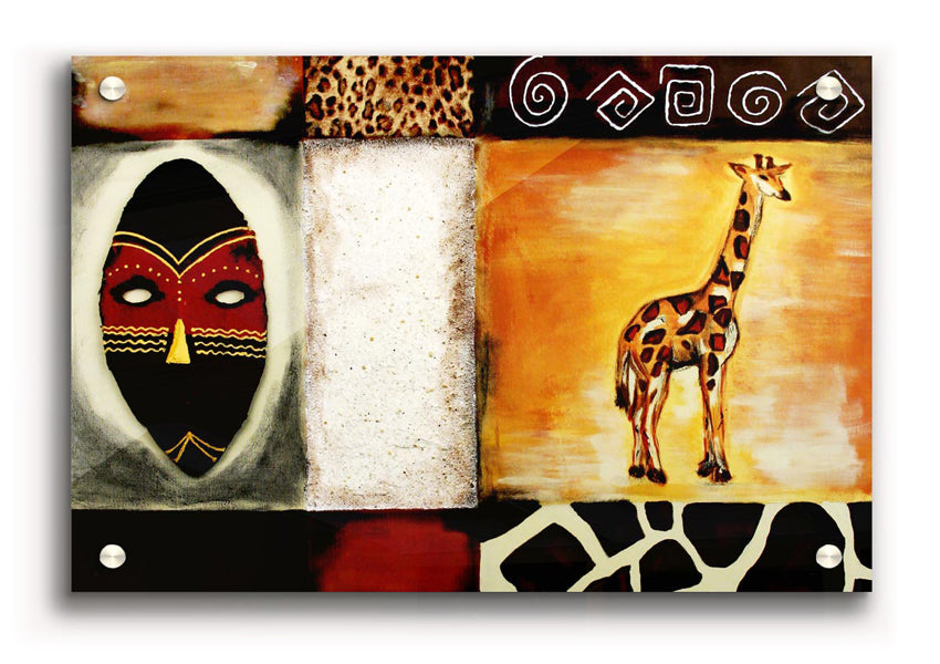 Vibrant African Tribal Art Ethnic acrylic print on 5mm thick acrylic glass, showcasing intricate tribal designs.