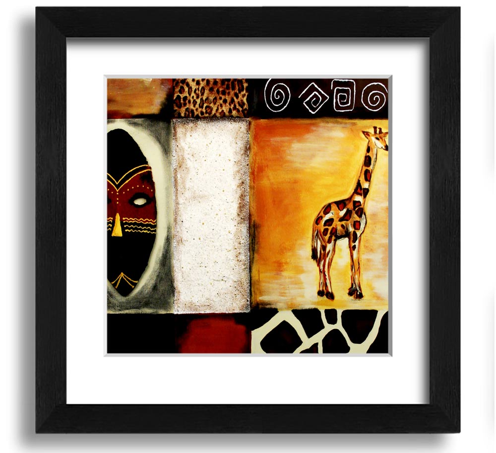 A beautifully crafted African Tribal Art Square Framed Print showcasing intricate designs and vibrant colors, ready to hang.