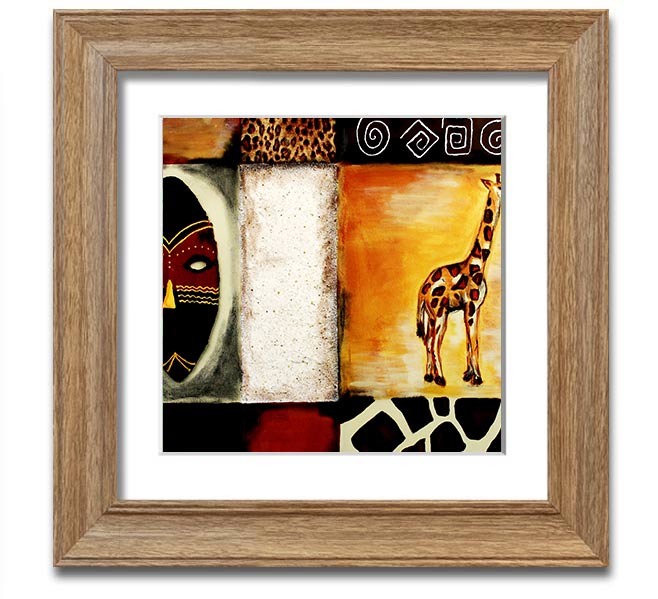 A beautifully crafted African Tribal Art Square Framed Print showcasing intricate designs and vibrant colors, ready to hang.