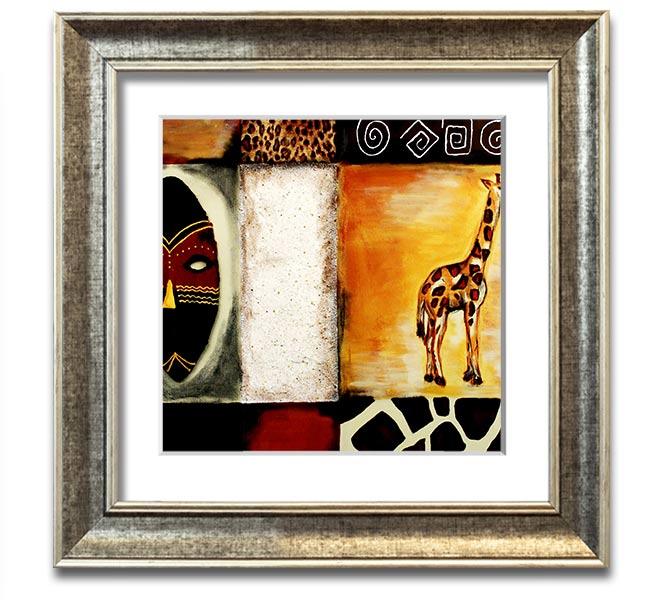 A beautifully crafted African Tribal Art Square Framed Print showcasing intricate designs and vibrant colors, ready to hang.