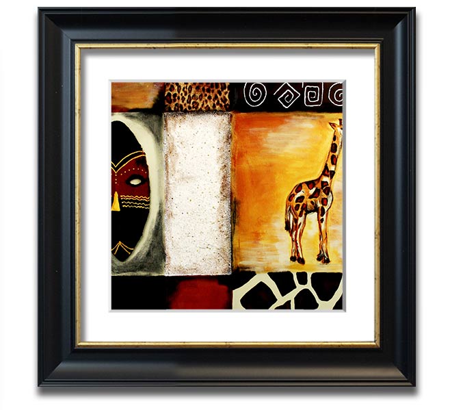 A beautifully crafted African Tribal Art Square Framed Print showcasing intricate designs and vibrant colors, ready to hang.