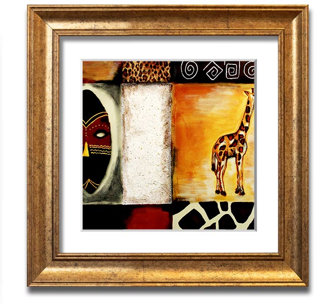 A beautifully crafted African Tribal Art Square Framed Print showcasing intricate designs and vibrant colors, ready to hang.