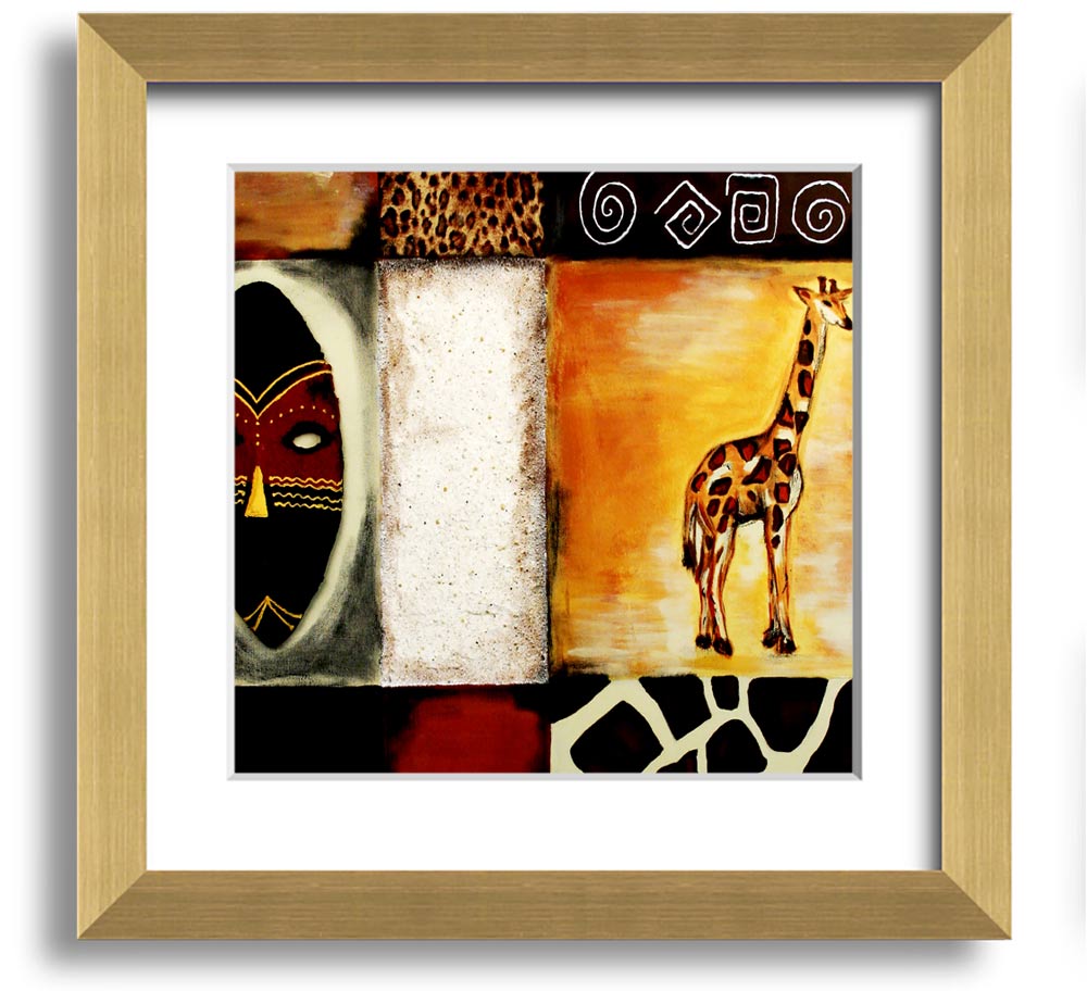 A beautifully crafted African Tribal Art Square Framed Print showcasing intricate designs and vibrant colors, ready to hang.