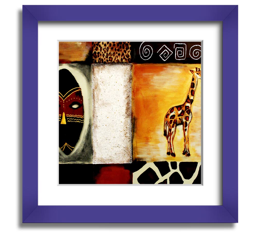 A beautifully crafted African Tribal Art Square Framed Print showcasing intricate designs and vibrant colors, ready to hang.