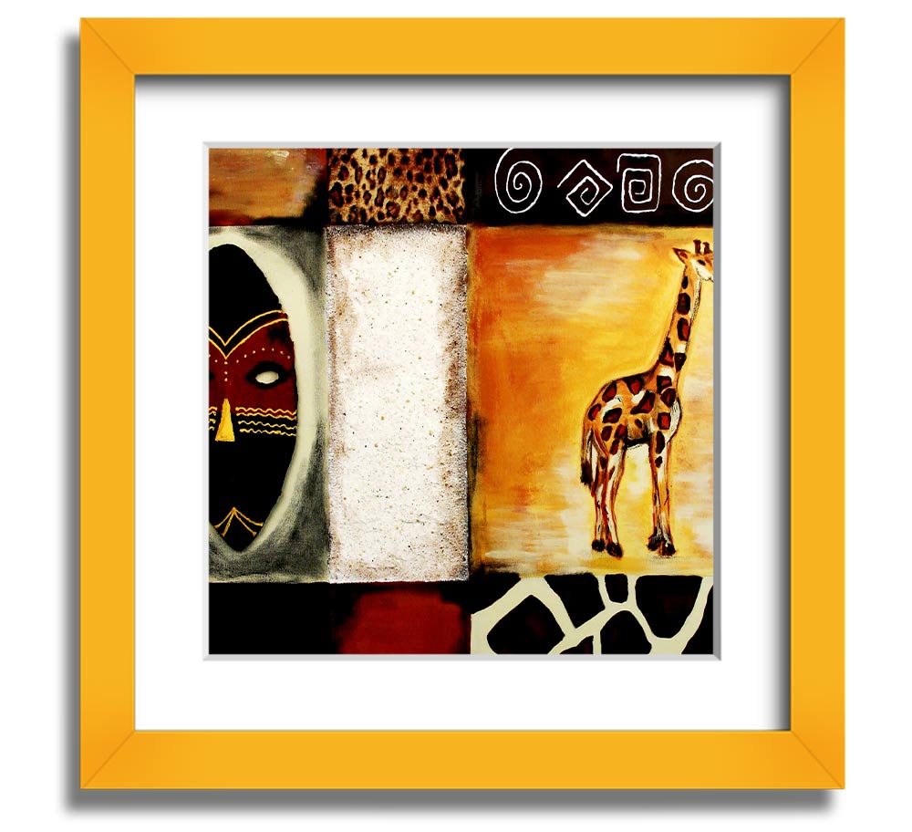 A beautifully crafted African Tribal Art Square Framed Print showcasing intricate designs and vibrant colors, ready to hang.