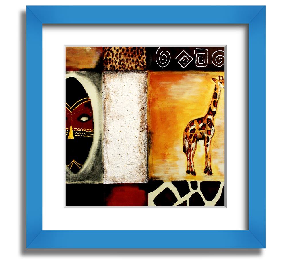 A beautifully crafted African Tribal Art Square Framed Print showcasing intricate designs and vibrant colors, ready to hang.