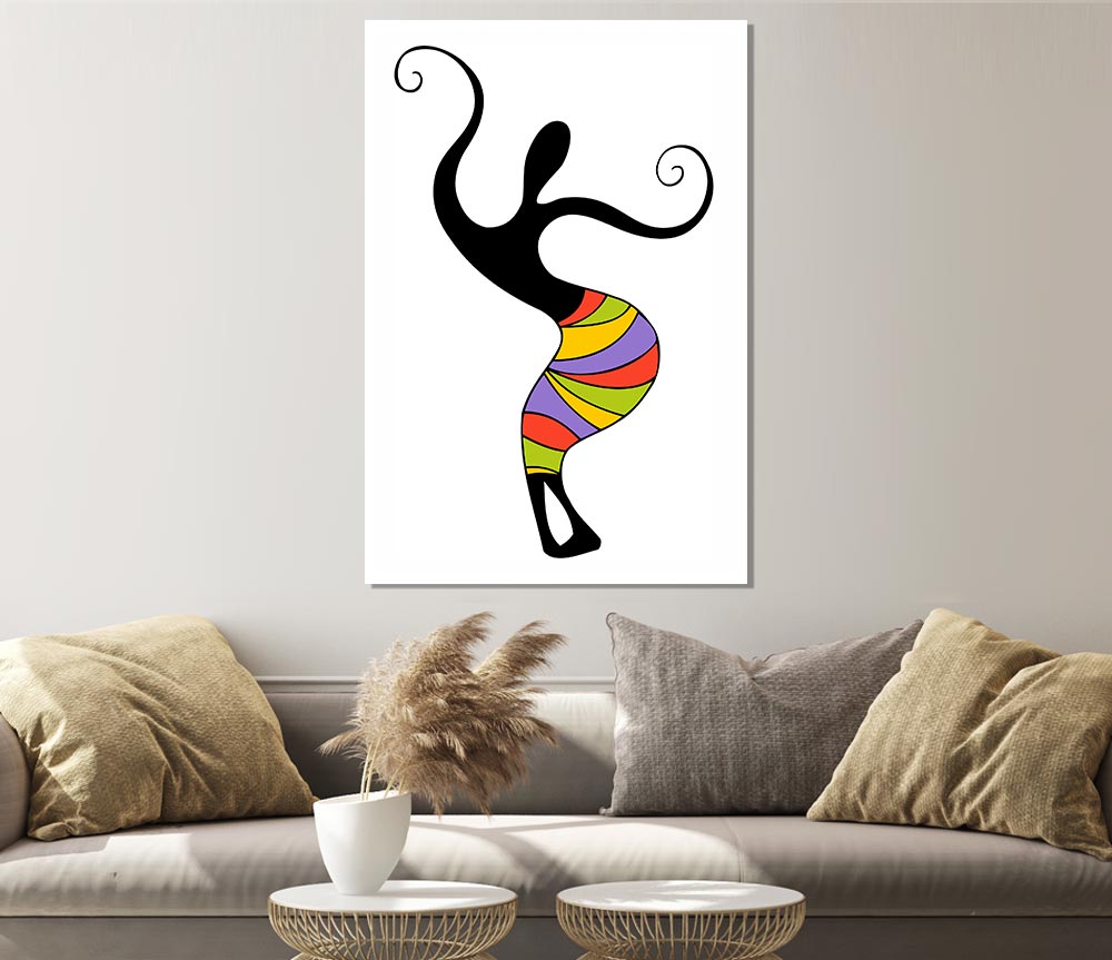 A vibrant canvas poster depicting African tribal celebrations with colorful patterns and designs.