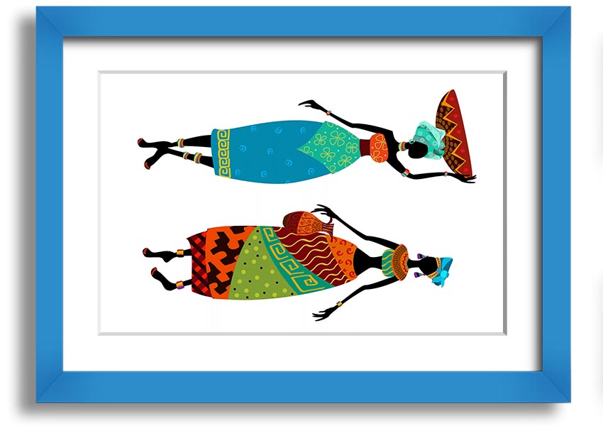 Framed print of African Women 1, showcasing vibrant colors and intricate details, ready to hang.