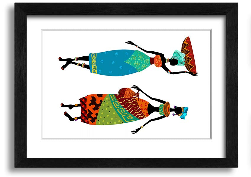 Framed print of African Women 1, showcasing vibrant colors and intricate details, ready to hang.