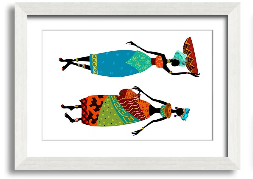 Framed print of African Women 1, showcasing vibrant colors and intricate details, ready to hang.