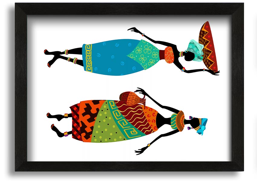 Framed print of African Women 1, showcasing vibrant colors and intricate details, ready to hang.