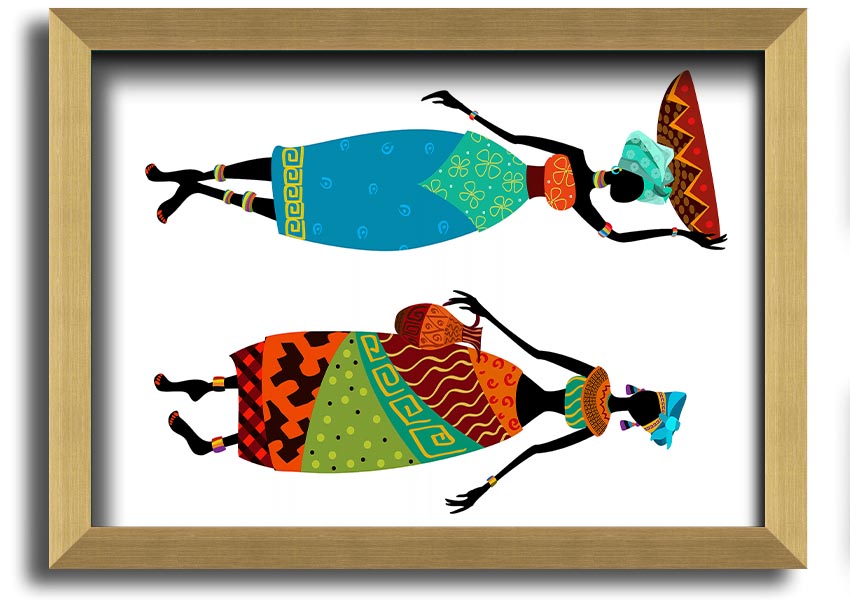 Framed print of African Women 1, showcasing vibrant colors and intricate details, ready to hang.