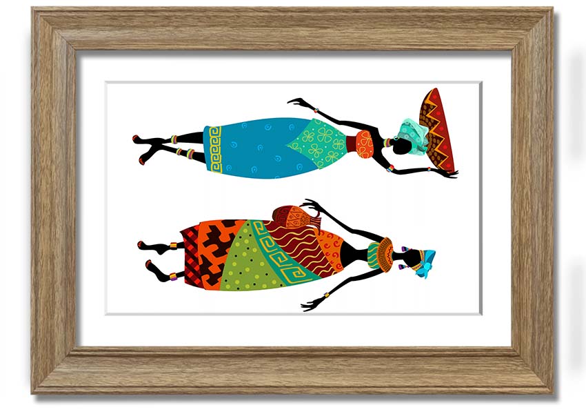 Framed print of African Women 1, showcasing vibrant colors and intricate details, ready to hang.