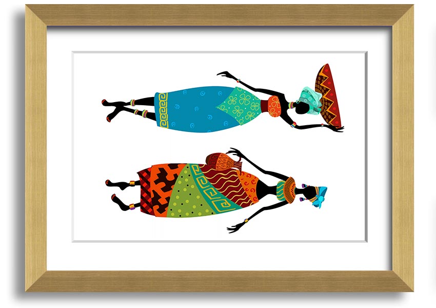 Framed print of African Women 1, showcasing vibrant colors and intricate details, ready to hang.