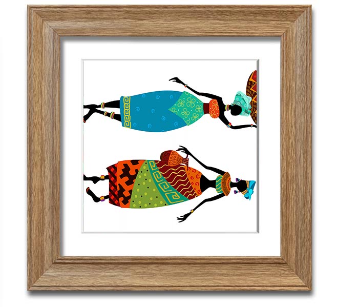 African Women 1 Square Framed Print showcasing vibrant colors and intricate details, framed in a stylish border.