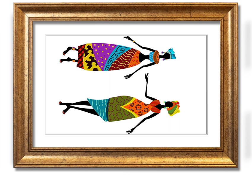 Framed print of African Women 2, showcasing vibrant colors and intricate details, ready to hang.