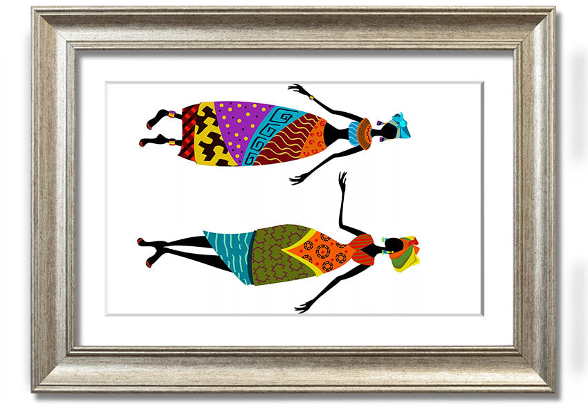 Framed print of African Women 2, showcasing vibrant colors and intricate details, ready to hang.