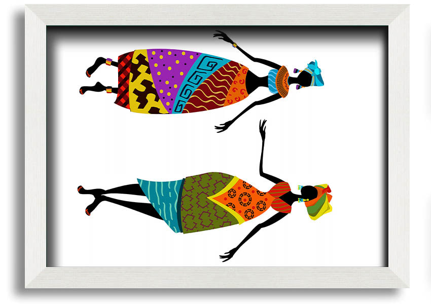 Framed print of African Women 2, showcasing vibrant colors and intricate details, ready to hang.