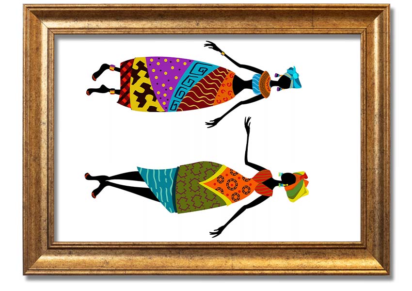 Framed print of African Women 2, showcasing vibrant colors and intricate details, ready to hang.